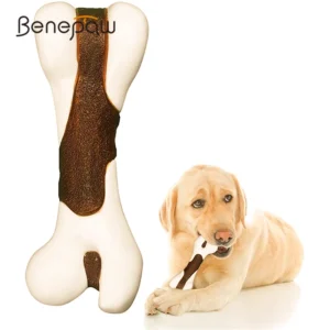 Benepaw Durable Dog Bone Dental Care Nontoxic Bacon Flavored Pet Toys Edible Treat Layer Bite Resistant Puppy Chew Interactive