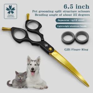 Professional pet scissors, curved scissors, upturned scissors, thinning scissors, Teddy Pomeranian dog grooming tools, 6.5 inch