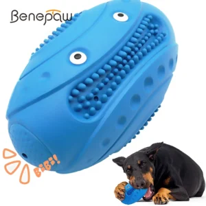 Benepaw Durable Natural Rubber Dog Chew Toys Non-Toxic Squeaky Pet Toys For Small Medium Large Breed Puppy Ball Teeth Cleaning