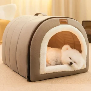 Winter Dog Bed Self-Warming Puppy House Cozy Cat Sleeping Tent Cave Beds Indoor Kitten Nest Kennel Hut for Small Medium Dog Cats