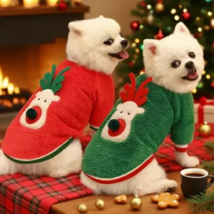 Dog Christmas Clothes Winter Warm Pet Clothes for Small Medium Dogs Elk Santa Claus Dog Cats Coat Hoodies Christmas Dogs Costume