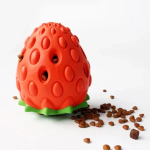 Dog Chew Toys Rubber Cute Strawberry Shaped Food Leaking Toy Durable Eco-friendly Food Dispenser Dogs Toy
