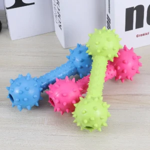 3Pcs Rubber Sound Chew Dumbbell for Dogs - Texture Teeth Cleaning Pet Exercise Interactive Playtime Treat Training Blue