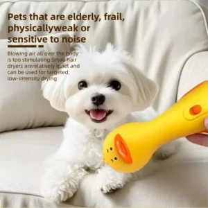 Pet Hair Dryer Mini, Low Noise 2-Speed, Brush for Massage & Detangling, for Small Medium Dogs Cats, 70W Safe Blower