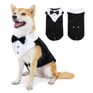 Dog Tuxedo Dog Suit, Dog Prince Wedding Bow Tie Shirt Formal Dog Wedding Attire for Large and Medium Dogs Golden Retriever Samo