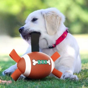 Durable Rubber Dog Soccer Ball - Suitable for all breeds of interactive indoor/outdoor pet toys, with patterned bone design