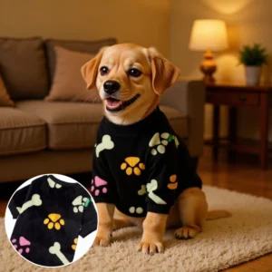 Dog Bone Flannel Dogs Clothes Winter Warm Sweater Pet Clothing Golden Retriever Dog Coats Sweatshirt Pets Puppy Pullover Vest