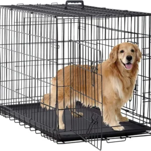 BestPet | Dog Crate | 48" | Black | Foldable Metal Kennel with Double Doors, Secure Slide-Bolt Latches, Leakproof Tray |