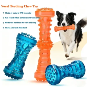 TPR Squeaky Dog Toy Plastic Bone Shape Chew Toy for Dogs with Sound Teeth Cleaning Anti - Bite Molar Stick Pet Supplies