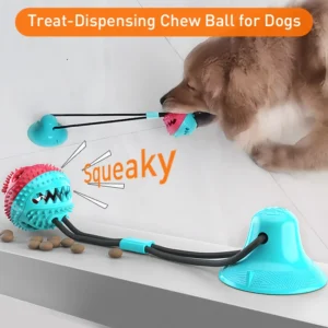 Treat-Dispensing Chew Ball Dog Toy - Squeaky, Durable, Teething & Teeth-Cleaning for All Dogs